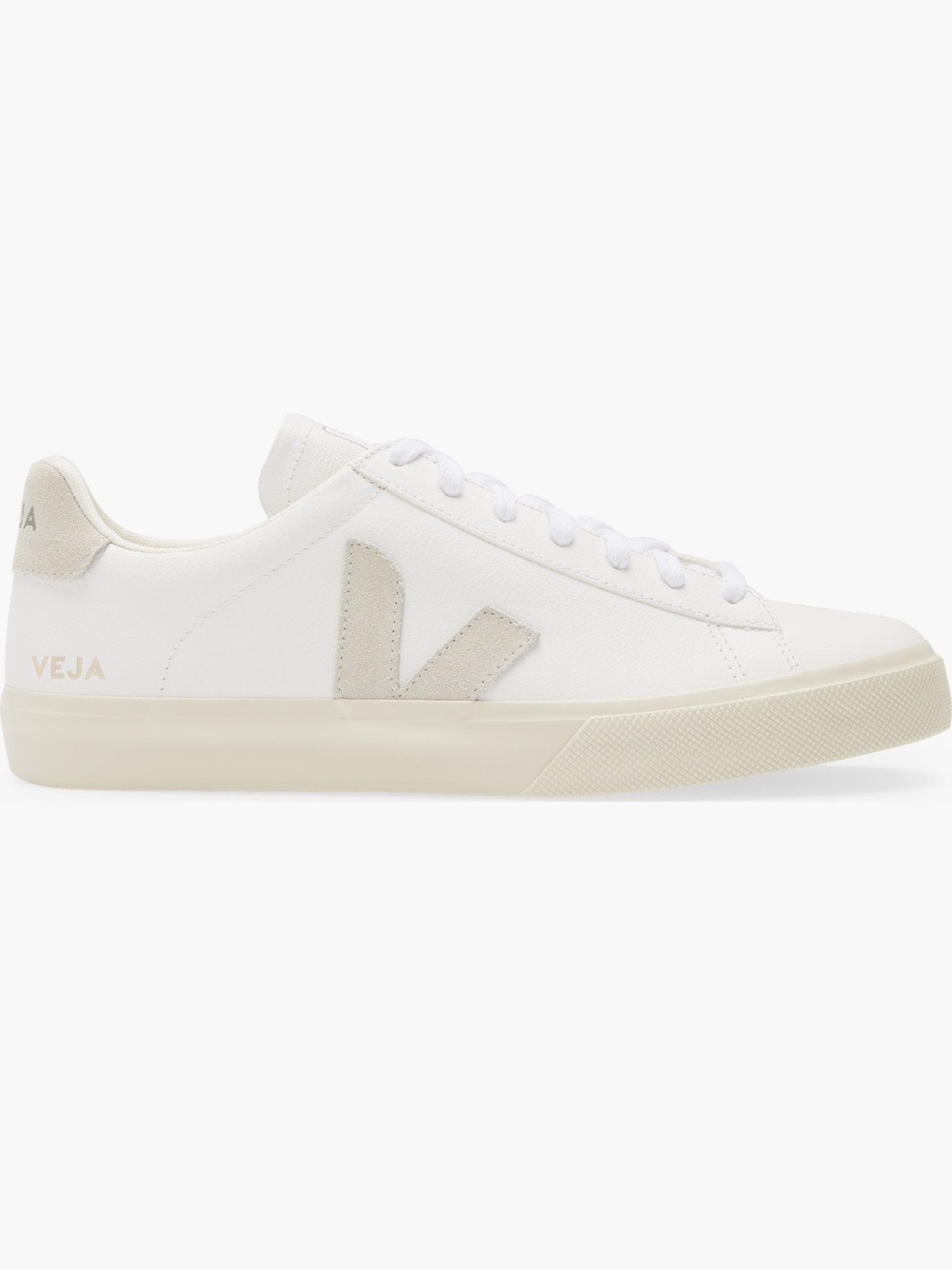 Veja women's White Low-Top Leather Sneaker with Off-White Sole
